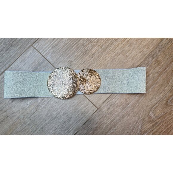 NEW Elastic Wide Corset Safe Waist Belt Metallic Snap Buckle Beige Cinch… - Picture 8 of 12